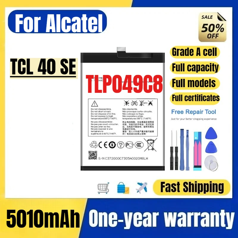 TLP049C8 for Alcatel TCL 40 SE Mobile Phone Battery High Quality High Capacity Replacement Bateria Grade A Cell with Tools
TLP049C8 for Alcatel TCL 40 SE Mobile Phone Battery High Quality High Capacity Replacement Bateria Grade A Cell with Tools