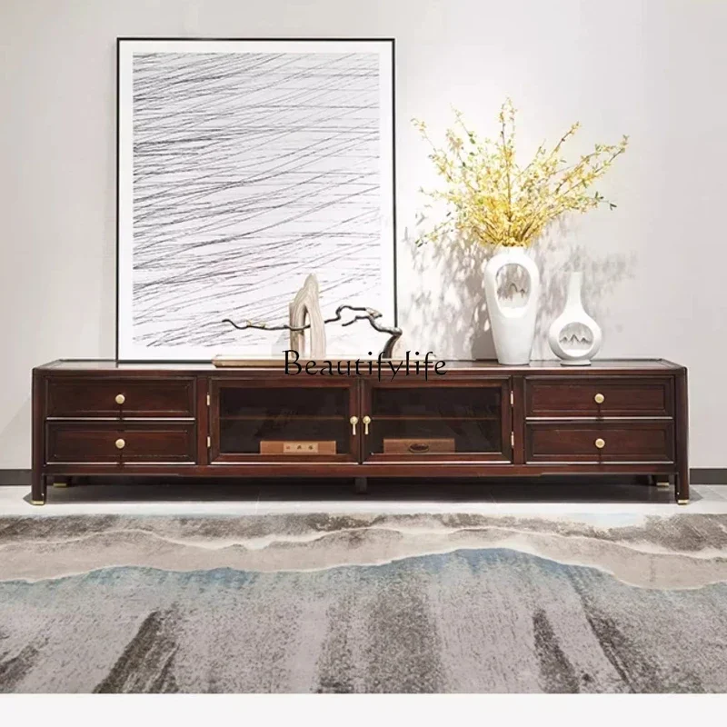 LX New Chinese ebony TV cabinet floor cabinet solid wood living room furniture
LX New Chinese ebony TV cabinet floor cabinet solid wood living room furniture