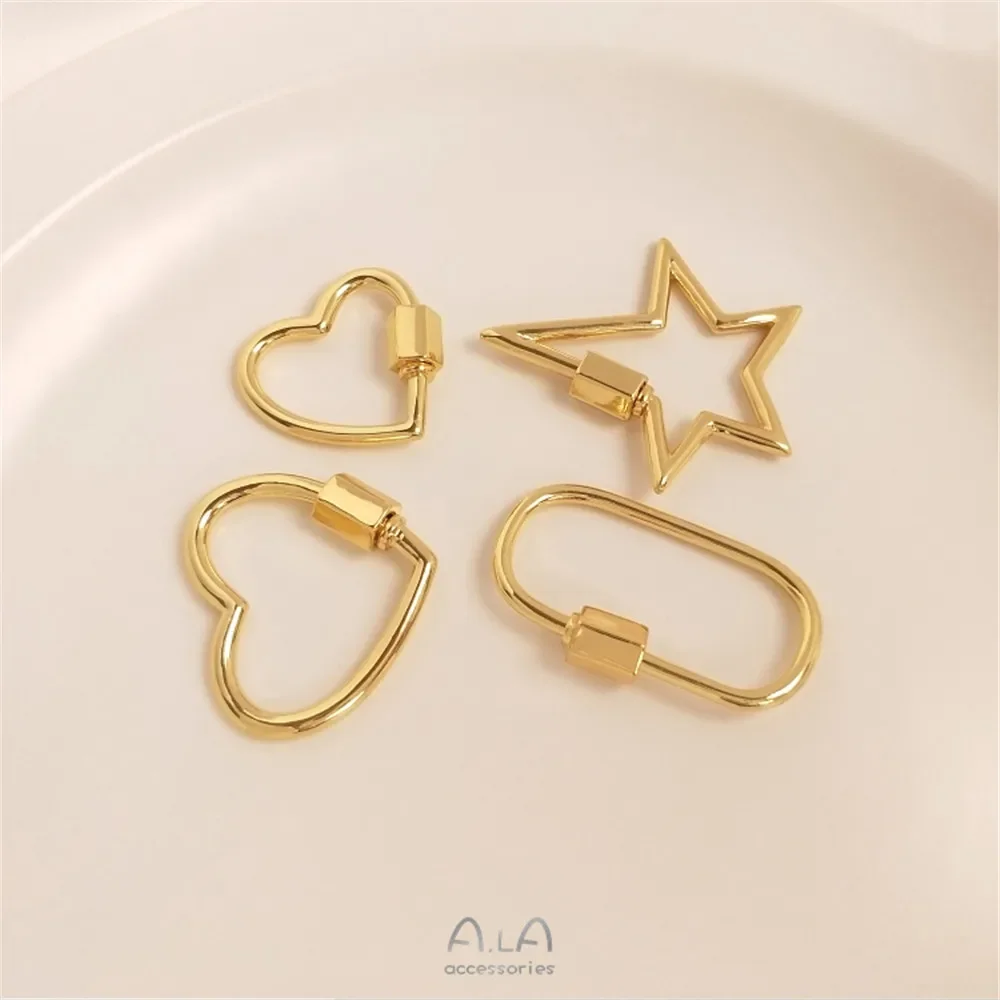 14K Gold Plated Heart star geometry turnbuckle pendant accessories DIY first jewelry necklace buckle
14K Gold Plated Heart star geometry turnbuckle pendant accessories DIY first jewelry necklace buckle