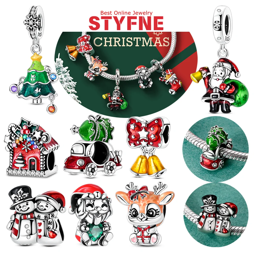 Christmas Series Charms Socks Santa Claus Christmas Tree Bow Bell Elk 925 Silver Beads Pendant Fit Bracelet Jewelry Gift Making
Christmas Series Charms Socks Santa Claus Christmas Tree Bow Bell Elk 925 Silver Beads Pendant Fit Bracelet Jewelry Gift Making