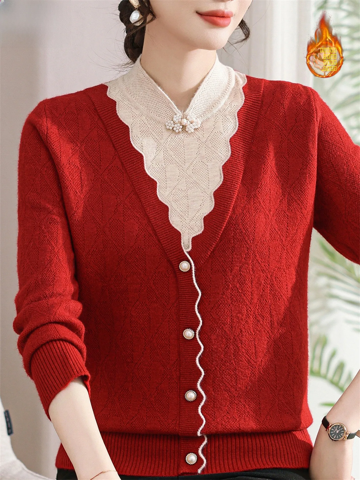 Thiened Fce Lined National Sle Base irt Women's Winter Warm Sweater for Middle-Aged And ly Ladies Faionable L...
Thiened Fce Lined National Sle Base irt Women's Winter Warm Sweater for Middle-Aged And ly Ladies Faionable L...
