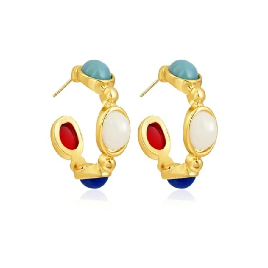 14k Gold Plated Colorful Red Blue White Ruby Sapphire Chunky Hoop Huggie Boho Western Vintage Bohemian Stone Country Circle Ear
14k Gold Plated Colorful Red Blue White Ruby Sapphire Chunky Hoop Huggie Boho Western Vintage Bohemian Stone Country Circle Ear