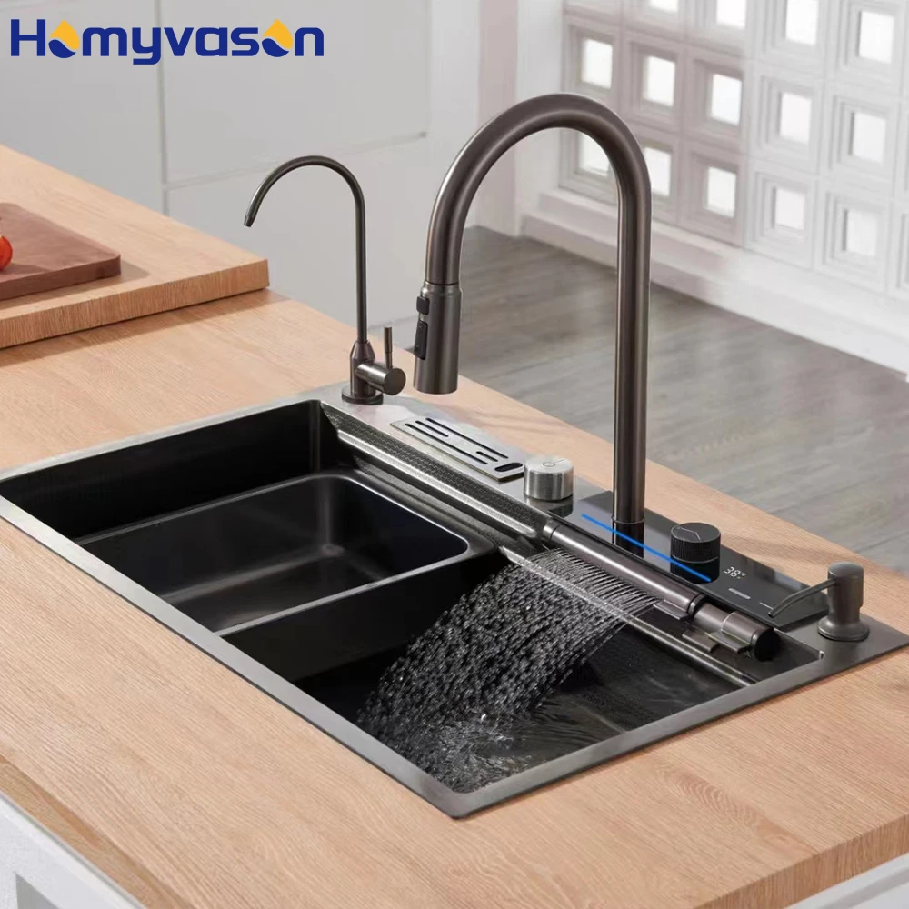 Smart Modern Nano 304 Stainless Steel Single Multifunction Piano Key Flying Rain Large Digital Waterfall Tap Faucet Kitchen Sink
Smart Modern Nano 304 Stainless Steel Single Multifunction Piano Key Flying Rain Large Digital Waterfall Tap Faucet Kitchen Sink