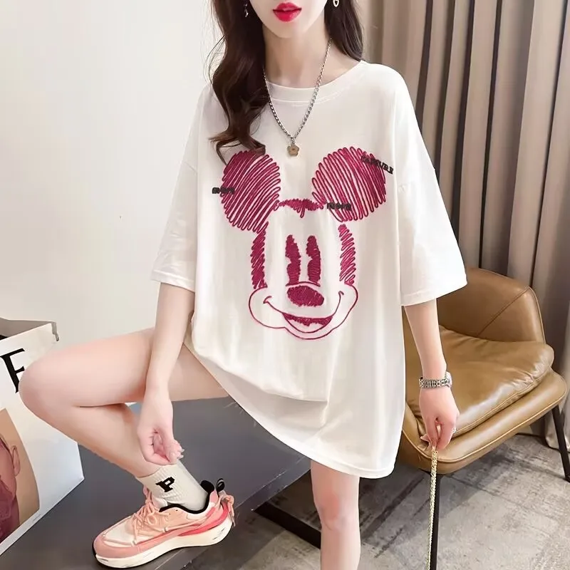 Cartoon Graffiti Mickey Embroidery Short Sleeved Shirts for Women Summer New Harajuku Loose Age Reducing White Pure Cotton Tops
Cartoon Graffiti Mickey Embroidery Short Sleeved Shirts for Women Summer New Harajuku Loose Age Reducing White Pure Cotton Tops