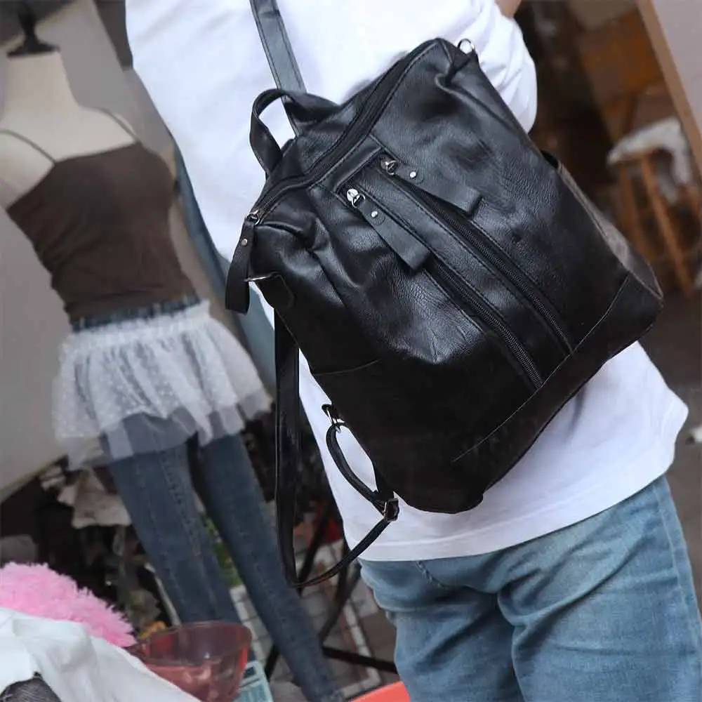 Black Leather Backpack Large Capacity Adjustable Straps Korean Style Backpack Soft Leather Solid Color
Black Leather Backpack Large Capacity Adjustable Straps Korean Style Backpack Soft Leather Solid Color