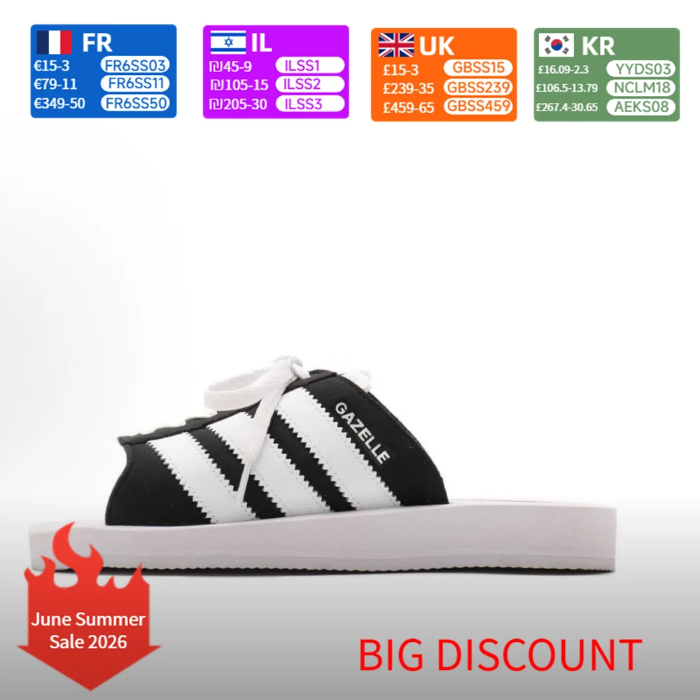 adidas Originals GAZELLE BEACH Comfortable and Versatile Beach Sandals Unisex Black/White JQ7421
adidas Originals GAZELLE BEACH Comfortable and Versatile Beach Sandals Unisex Black/White JQ7421