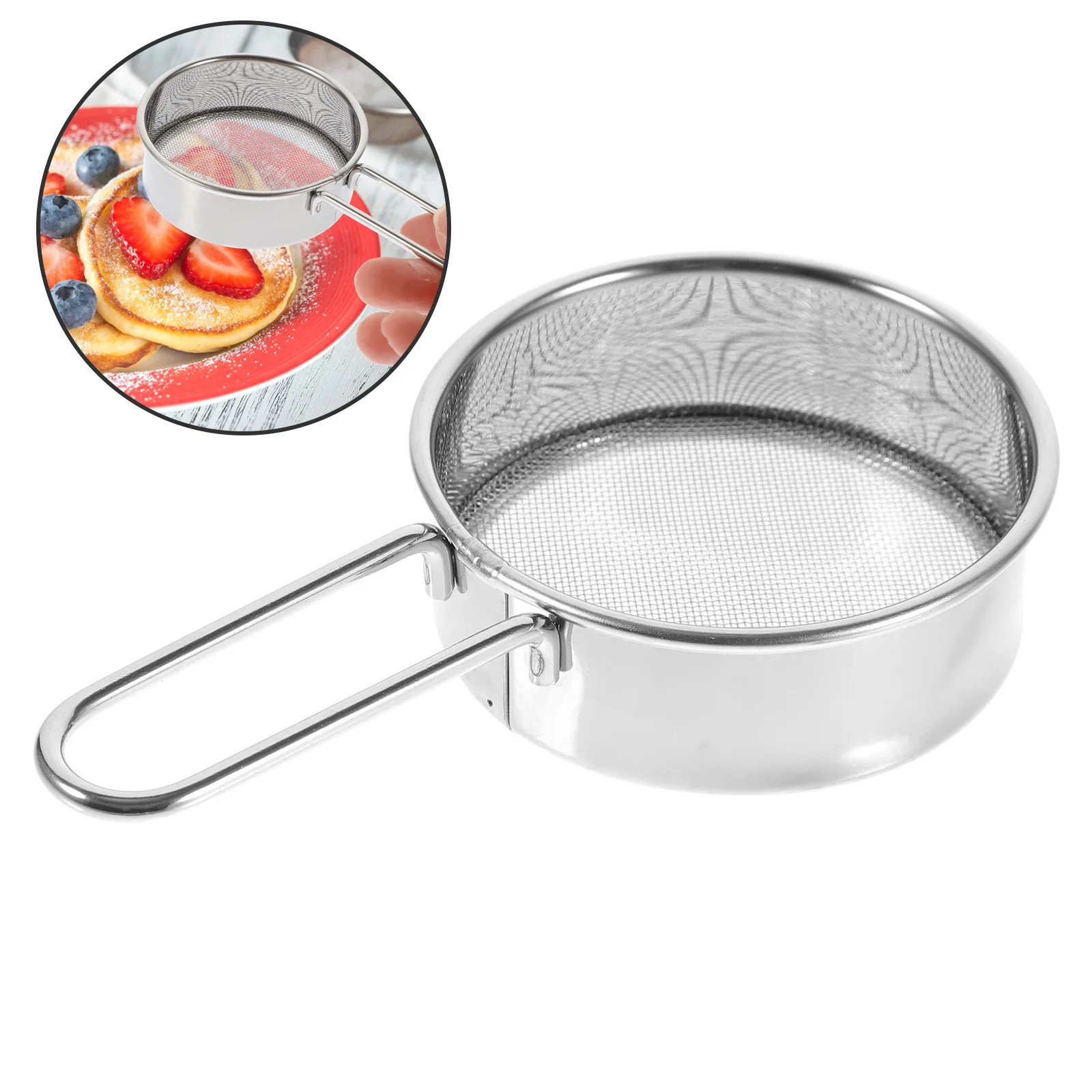 Flour Sifter Single Layer Handheld Powder Sugar Sieve For Baking Kitchen Tool Portable Flour Sieve Bakery Strainer
Flour Sifter Single Layer Handheld Powder Sugar Sieve For Baking Kitchen Tool Portable Flour Sieve Bakery Strainer