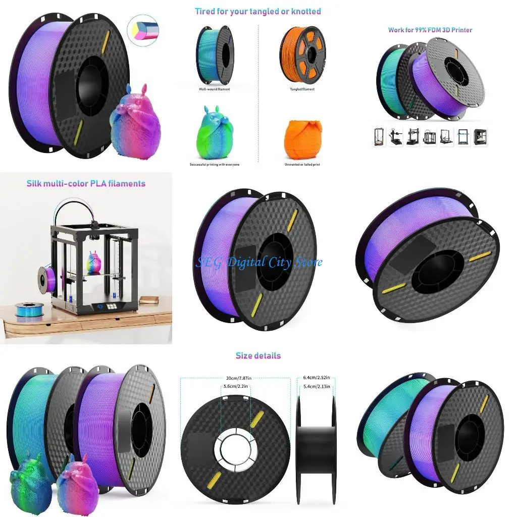 U75B Многоцветные шелковые нити 1000 г, идеально подходящие для 3D-принтеров Bambu Lab P1P K1
U75B Многоцветные шелковые нити 1000 г, идеально подходящие для 3D-принтеров Bambu Lab P1P K1