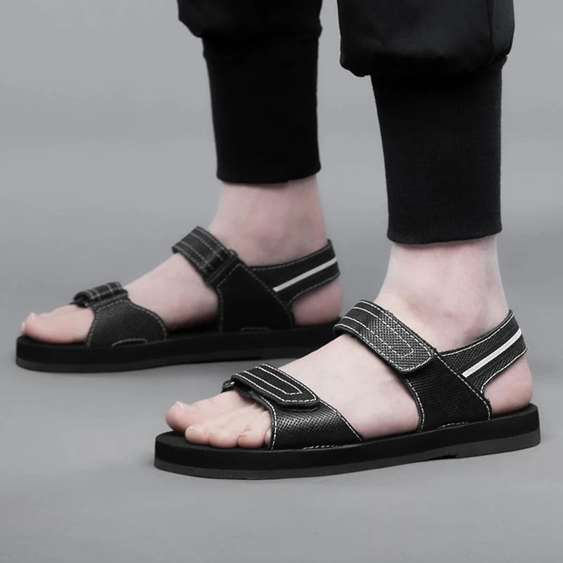 Сандалии мужские из натуральной кожи, Классическая брендовая Уличная Повседневная легкая модная спортивная обувь, размеры 38-47, лето 
Сандалии мужские из натуральной кожи, Классическая брендовая Уличная Повседневная легкая модная спортивная обувь, размеры 38-47, лето