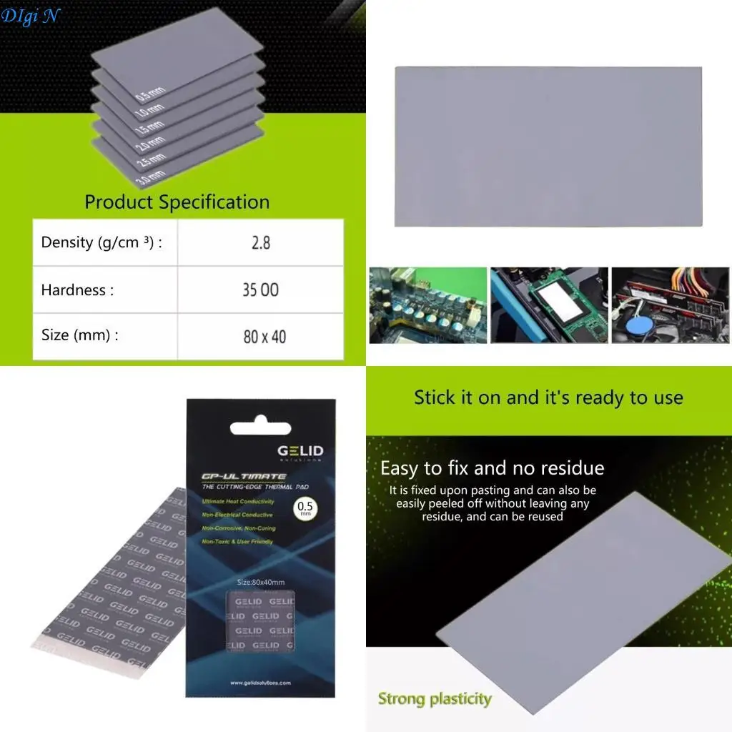 Thin Silicone Thermal Pad Efficient Heat Transfer Computer CPU GPU Cooling System 0.5/1/1.5/2/2.5/3MM R2LB
Thin Silicone Thermal Pad Efficient Heat Transfer Computer CPU GPU Cooling System 0.5/1/1.5/2/2.5/3MM R2LB
