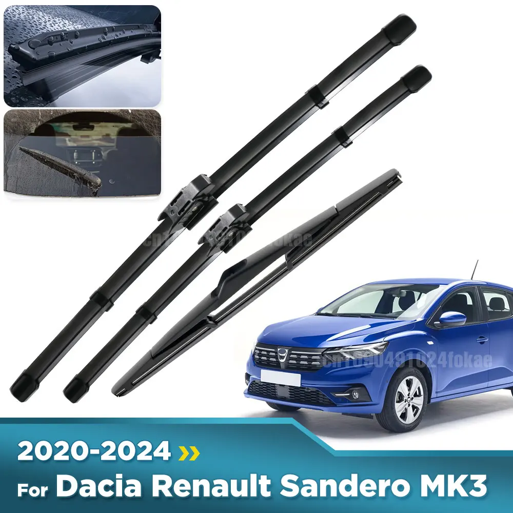 For Dacia Renault Sandero MK3 2020-2024 2021 2022 2023 Wiper Front & Rear Wiper Blades Windshield Windscreen Window 24"+16"+9" 
For Dacia Renault Sandero MK3 2020-2024 2021 2022 2023 Wiper Front & Rear Wiper Blades Windshield Windscreen Window 24"+16"+9"
