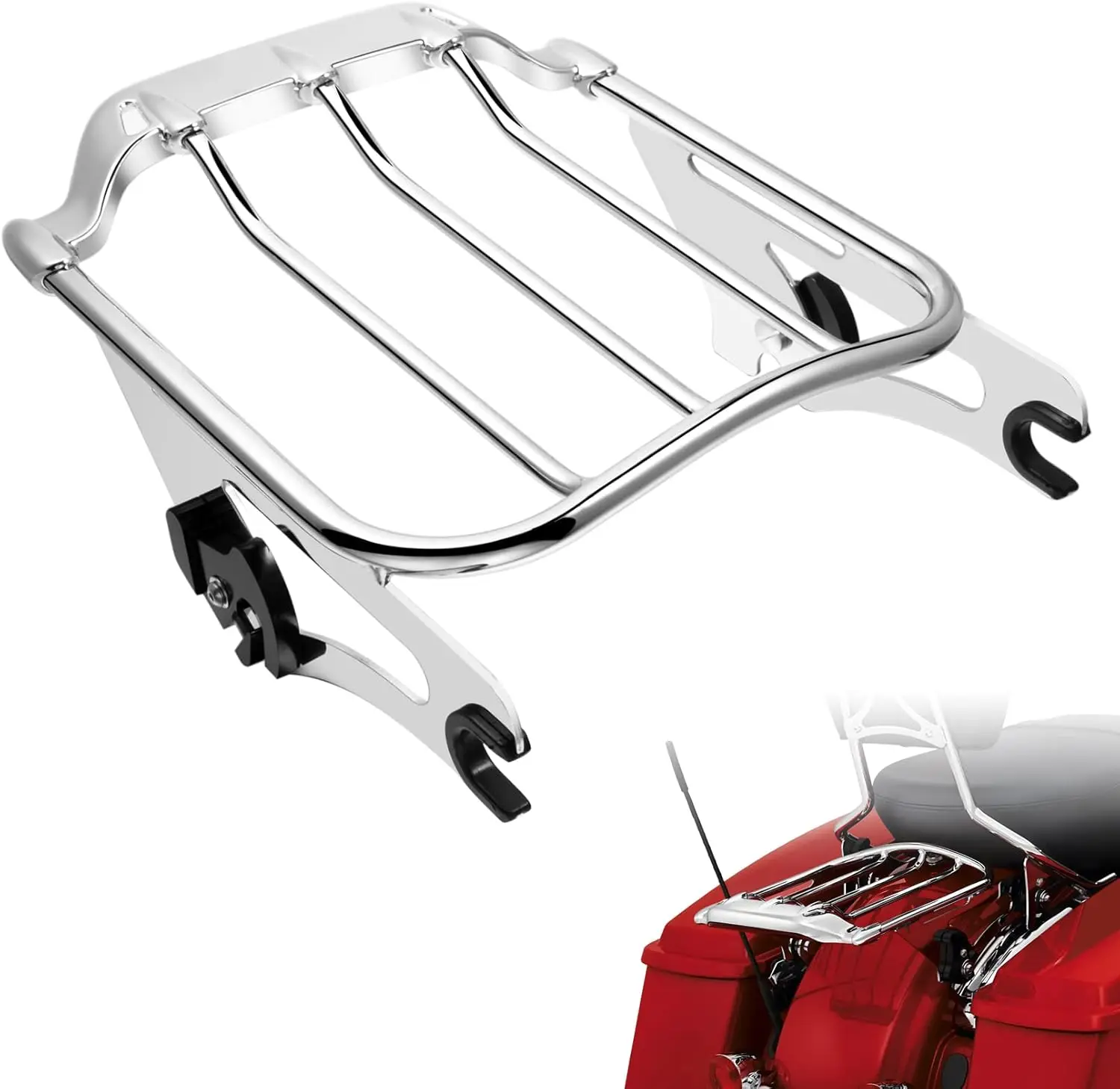 Detachable Two-Up Air Wing Luggage Rack for Harley Touring Models 2009-2024, Chrome Finish
Detachable Two-Up Air Wing Luggage Rack for Harley Touring Models 2009-2024, Chrome Finish