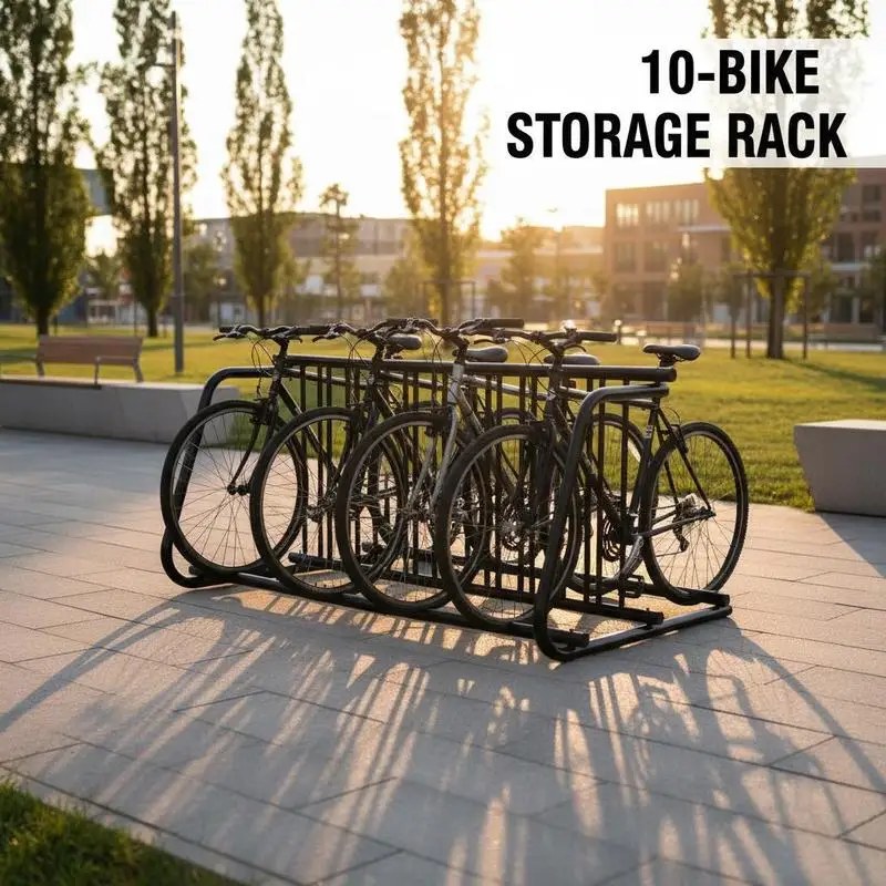 10 Holders Floor Bike Rack, 59\" Length All-Steel Grid Bike Rack, 10-Bike Capacity Dual-Side Storage Stand for Garages Streets Yards Bike Events
10 Holders Floor Bike Rack, 59\" Length All-Steel Grid Bike Rack, 10-Bike Capacity Dual-Side Storage Stand for Garages Streets Yards Bike Events