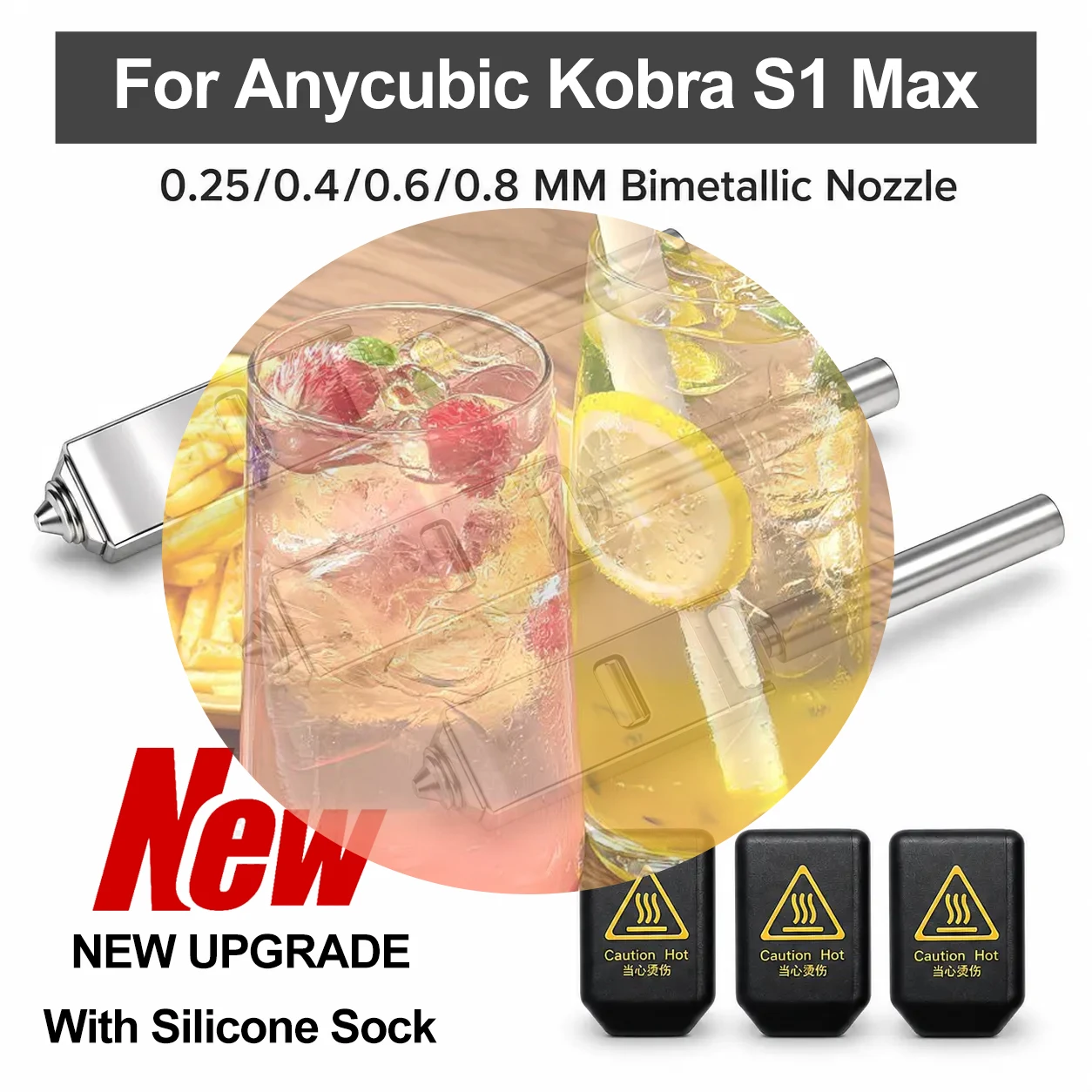 Hardened Steel Nozzles For Kobra S1 Max0.25 0.4 0.6 0.8MM Integrated for Kobra S1 Max Combo with Silicone Cover Sock Quick-Swap
Hardened Steel Nozzles For Kobra S1 Max0.25 0.4 0.6 0.8MM Integrated for Kobra S1 Max Combo with Silicone Cover Sock Quick-Swap
