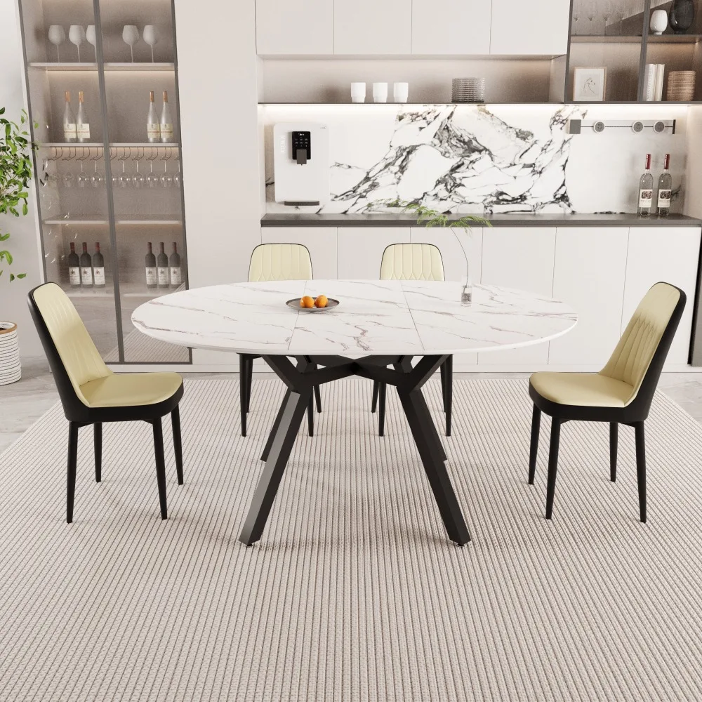 47-63" expandable circular dining tables , equipped with 4 PU fabric thick cushioned, Dining Chairs
47-63" expandable circular dining tables , equipped with 4 PU fabric thick cushioned, Dining Chairs