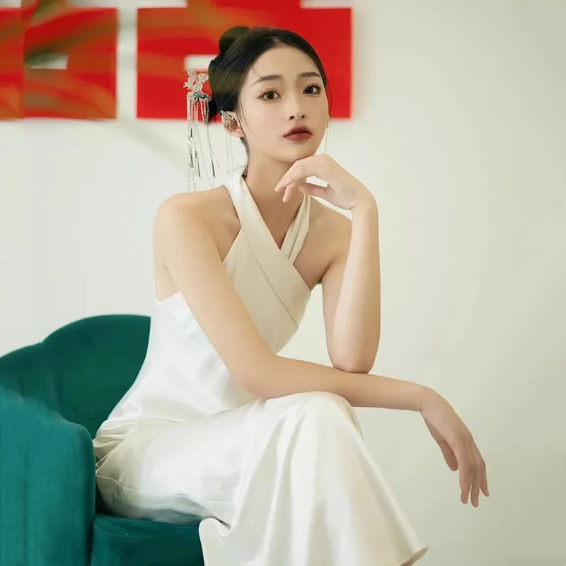 Висячее свадебное платье белого вина, красного цвета, розового и красного цвета, простое темпераментное атласное платье с рыбьим хвостом, свадебное бальное вечернее платье для помолвки 
Висячее свадебное платье белого вина, красного цвета, розового и красного цвета, простое темпераментное атласное платье с рыбьим хвостом, свадебное бальное вечернее платье для помолвки