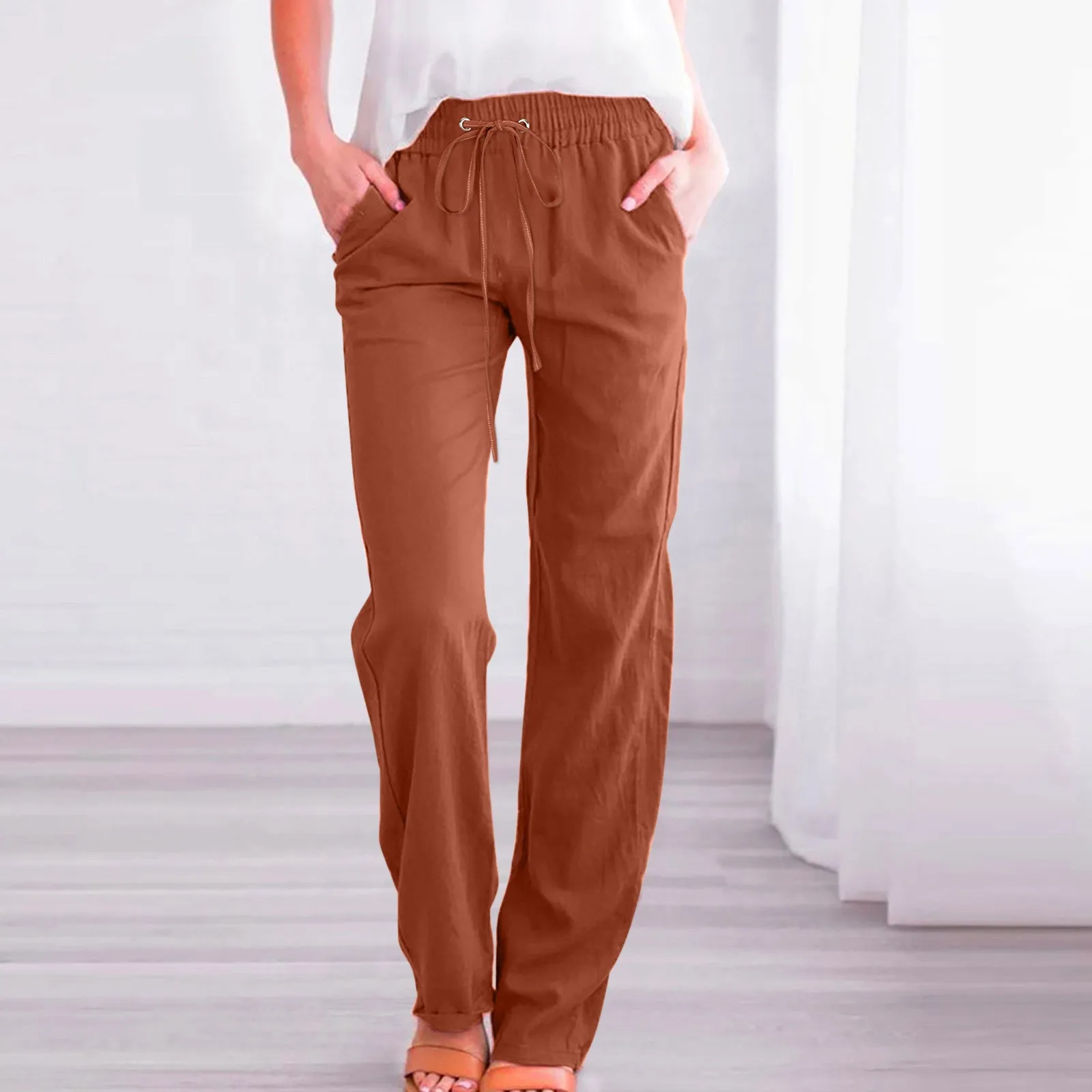 Women High Waisted Wide Leg Long Pants Casual Drawstring Elastic Trousers Solid Colour Comfy Straight Casual Loose Pants
Women High Waisted Wide Leg Long Pants Casual Drawstring Elastic Trousers Solid Colour Comfy Straight Casual Loose Pants