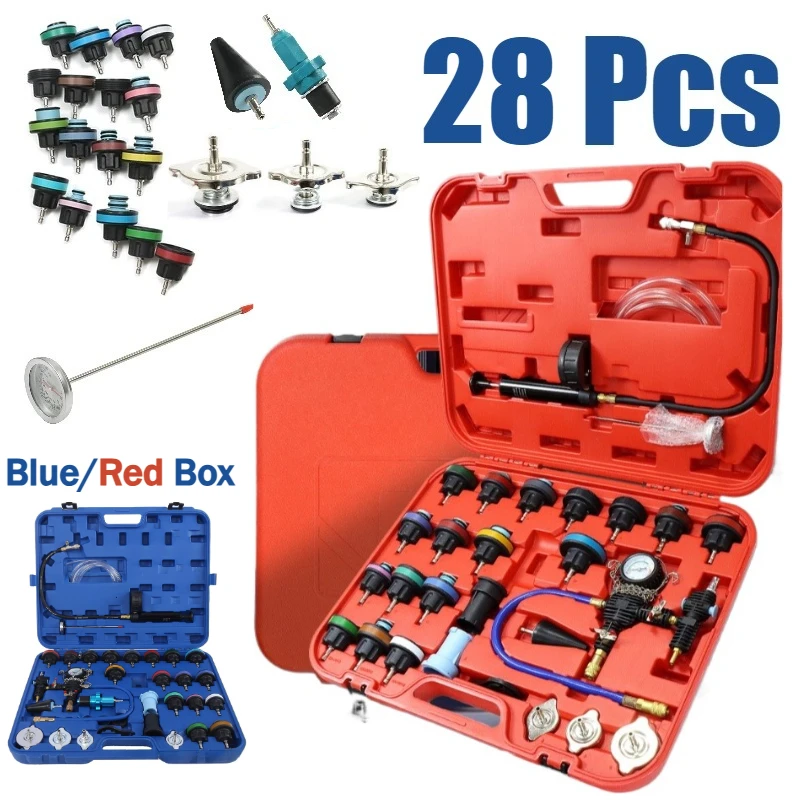 28 PCS Radiator Pressure Tester Vacuum Cooling System Kit with Gauge Adapter Cap Universal for Auto Car Airlift
28 PCS Radiator Pressure Tester Vacuum Cooling System Kit with Gauge Adapter Cap Universal for Auto Car Airlift