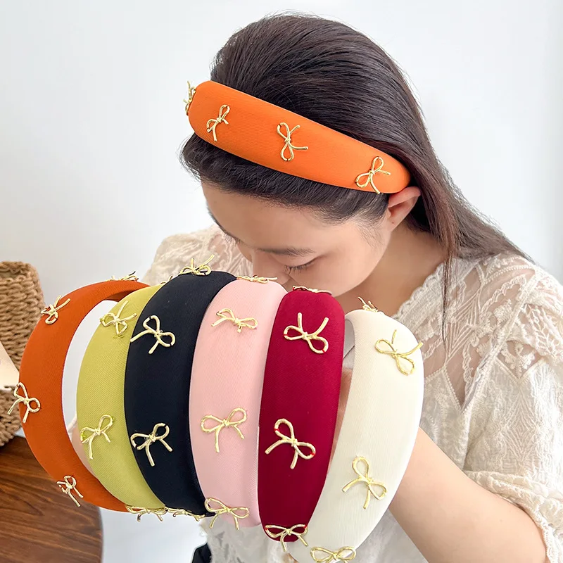 European and American Style Solid Color Bowknot Sponge Headband Solid Color High-end Hair Accessory for Women 
European and American Style Solid Color Bowknot Sponge Headband Solid Color High-end Hair Accessory for Women