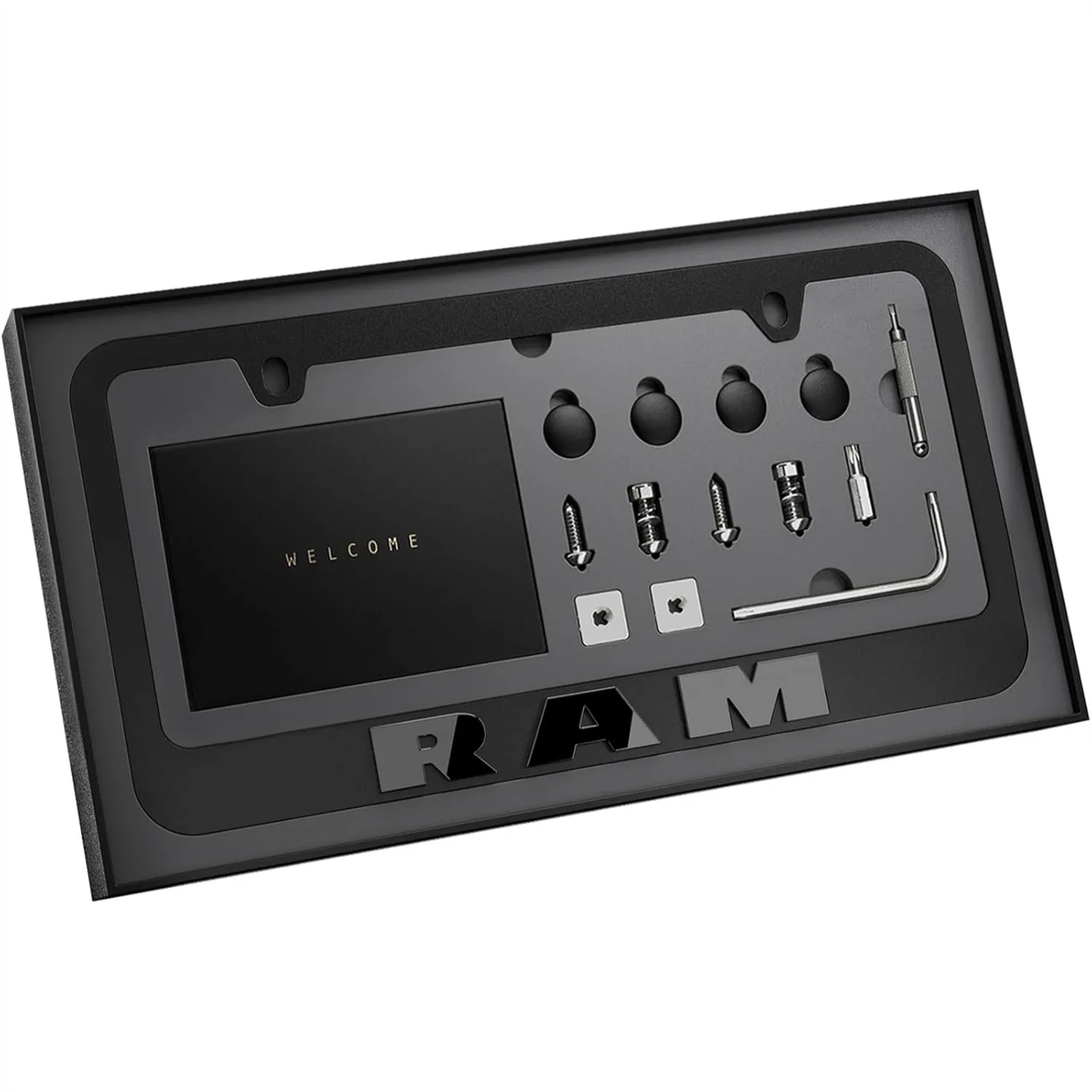 Black License Plate Frame with Screw Caps, Universal Fit for Cars Trucks SUVs
Black License Plate Frame with Screw Caps, Universal Fit for Cars Trucks SUVs