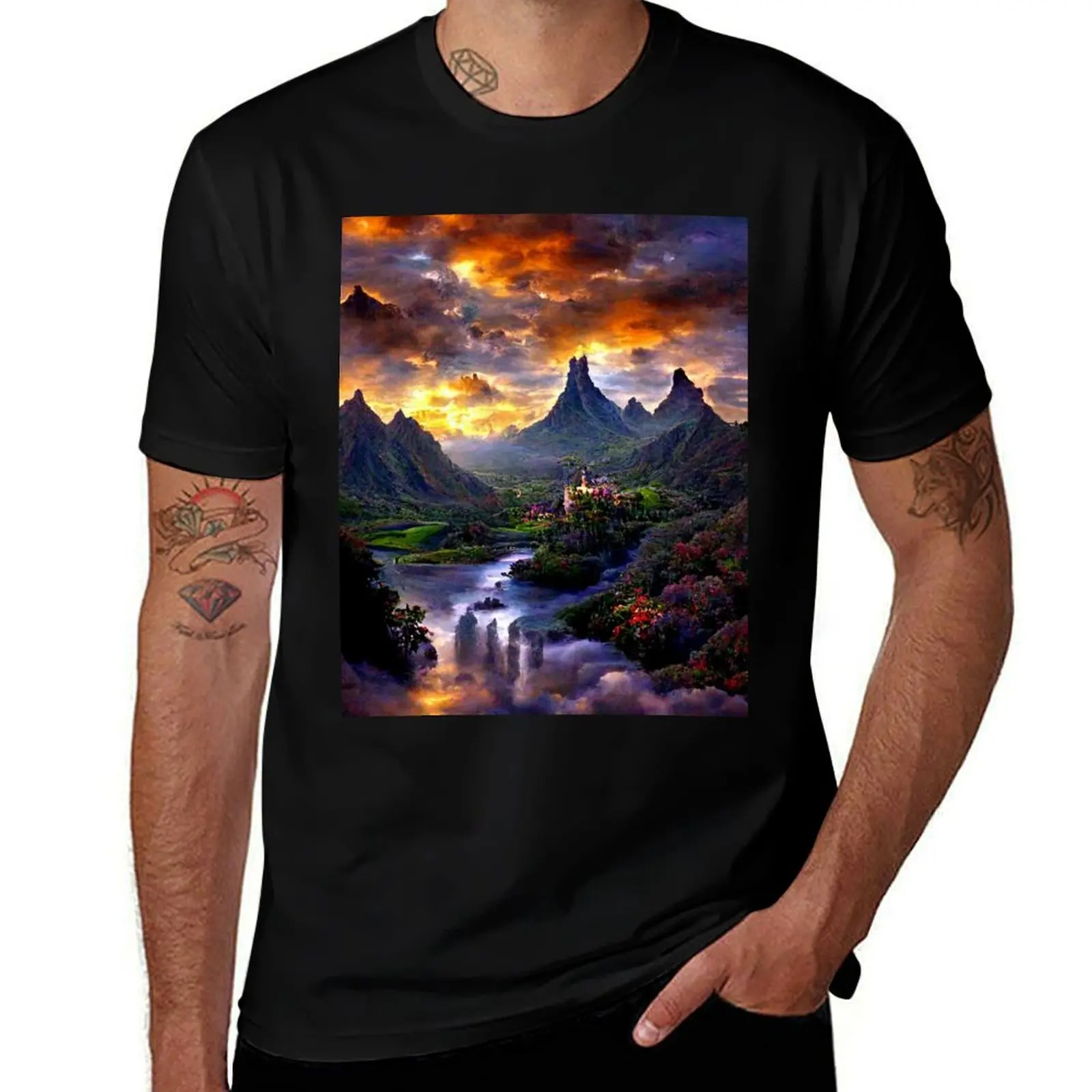 Fantasy Landscape by Rude Kitten Designs T-Shirt man t shirt designer cotton t shirts man 100%
Fantasy Landscape by Rude Kitten Designs T-Shirt man t shirt designer cotton t shirts man 100%