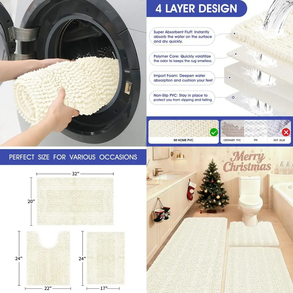 Ultra Soft 3-Piece Striped Chenille Bath Mat Set - Non-Slip Toilet Mat, Plush Shaggy Mats for Bathroom, Bedroom, Kitchen
Ultra Soft 3-Piece Striped Chenille Bath Mat Set - Non-Slip Toilet Mat, Plush Shaggy Mats for Bathroom, Bedroom, Kitchen