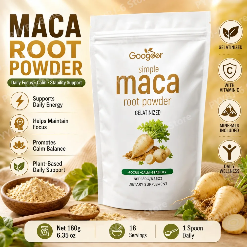 Googeer Maca Root Powder 180g Gelatinized Dietary Supplement Energy Focus Calm Balance Support Vitamin C Potassium Zinc Iron Mix
Googeer Maca Root Powder 180g Gelatinized Dietary Supplement Energy Focus Calm Balance Support Vitamin C Potassium Zinc Iron Mix