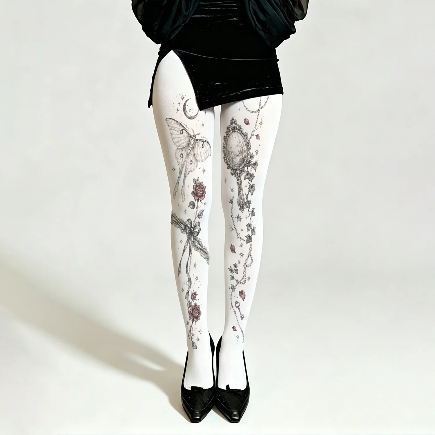 Personalized Butterfly Rose Print Women's Pantyhose White Velvet X-large Size Magic Mirror Gothic Style Tights
Personalized Butterfly Rose Print Women's Pantyhose White Velvet X-large Size Magic Mirror Gothic Style Tights