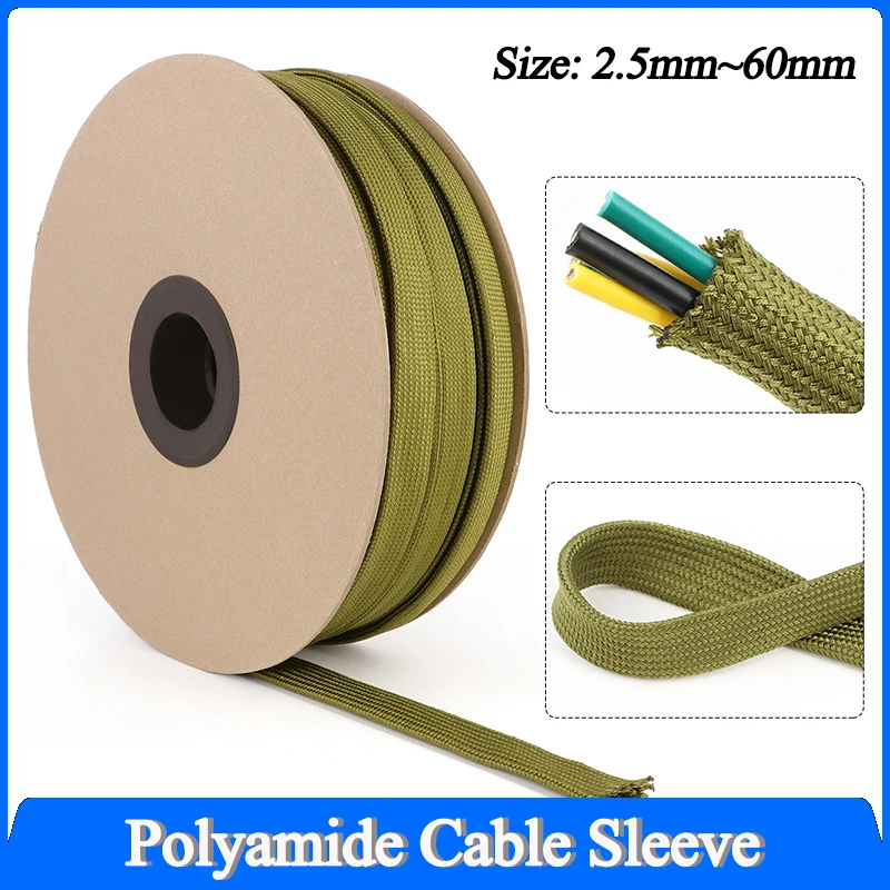 1~50M Nylon Braided Insulated Sleeve 2.5mm - 60mm Army Green Tight High Density Polyamide Cable Wrap Wire Protection Sheath
1~50M Nylon Braided Insulated Sleeve 2.5mm - 60mm Army Green Tight High Density Polyamide Cable Wrap Wire Protection Sheath