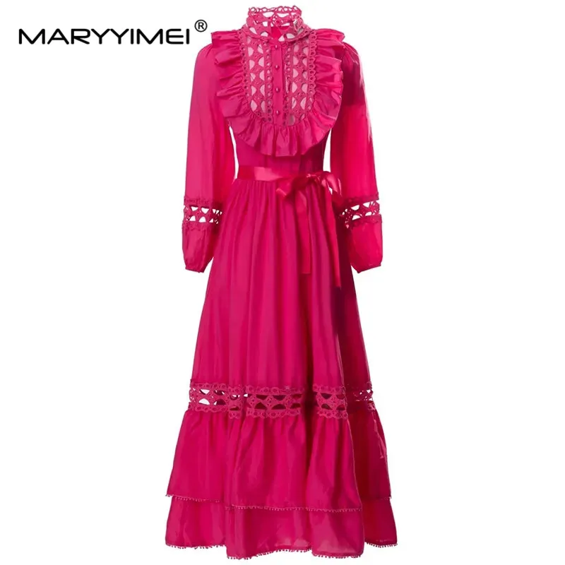 Модное дизайнерское платье MARYYIMEI, летнее женское платье с воротником-стойкой и длинными рукавами-фонариками, ажурные платья на шнуровке
Модное дизайнерское платье MARYYIMEI, летнее женское платье с воротником-стойкой и длинными рукавами-фонариками, ажурные платья на шнуровке