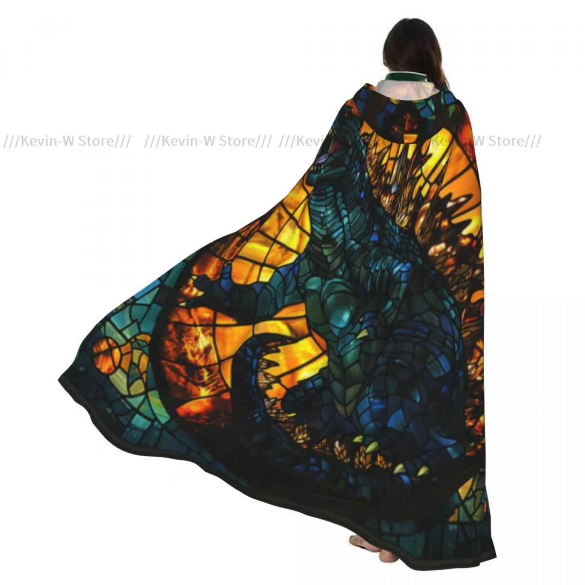 Hooded Cloak Unisex Cloak with Hood Stained Glass Depicting Dragon And Fire In Church Cloak Vampire Witch Cape Cosplay Costume 
Hooded Cloak Unisex Cloak with Hood Stained Glass Depicting Dragon And Fire In Church Cloak Vampire Witch Cape Cosplay Costume