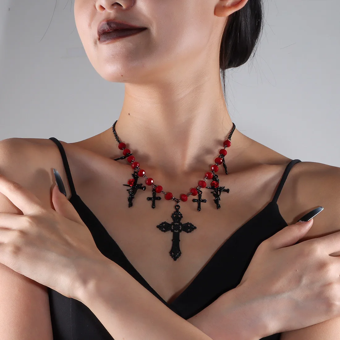DIY accessories Cross-border Foreign Trade Diablo Cross Velvet Necklace Halloween Gothic European and American Necklace Accessor
DIY accessories Cross-border Foreign Trade Diablo Cross Velvet Necklace Halloween Gothic European and American Necklace Accessor