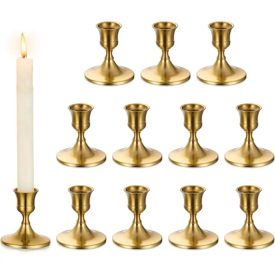 Золотые подсвечники для конических свечей, 12 шт., латунные подсвечники золотистого цвета для центра стола, для свадеб и торжеств
Золотые подсвечники для конических свечей, 12 шт., латунные подсвечники золотистого цвета для центра стола, для свадеб и торжеств