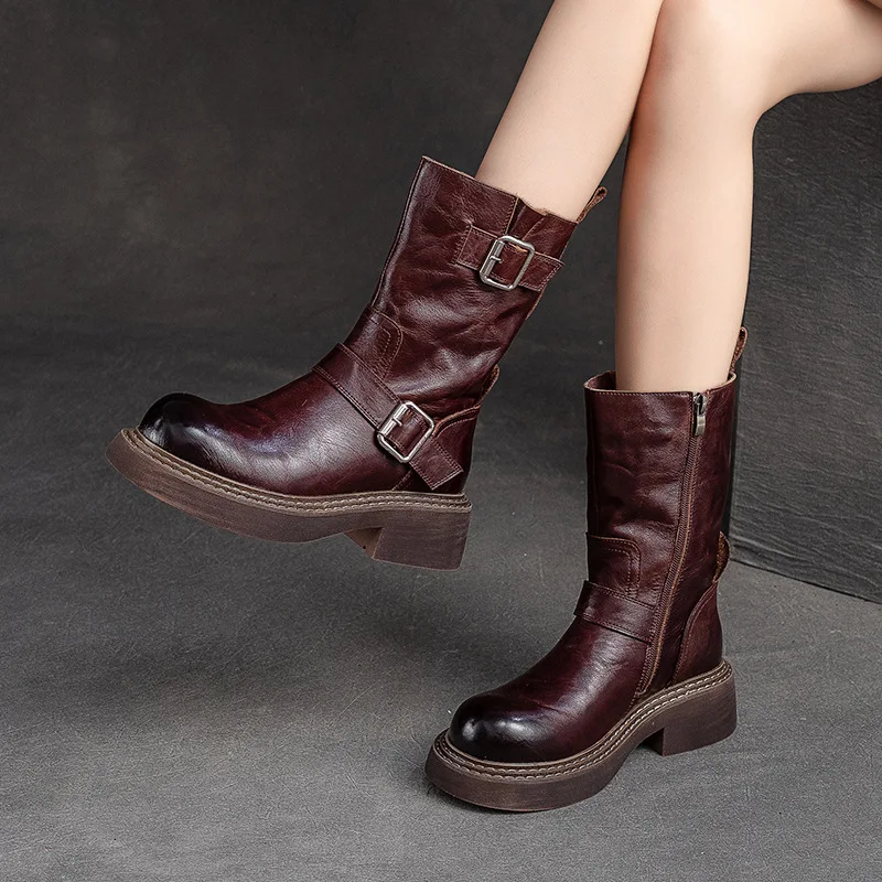 GKTINOO Handmade Mid-calf Boots Platform Women Genuine Leather Short Boots Round Toe Height Increasing Thick Sole Ladies Shoes
GKTINOO Handmade Mid-calf Boots Platform Women Genuine Leather Short Boots Round Toe Height Increasing Thick Sole Ladies Shoes