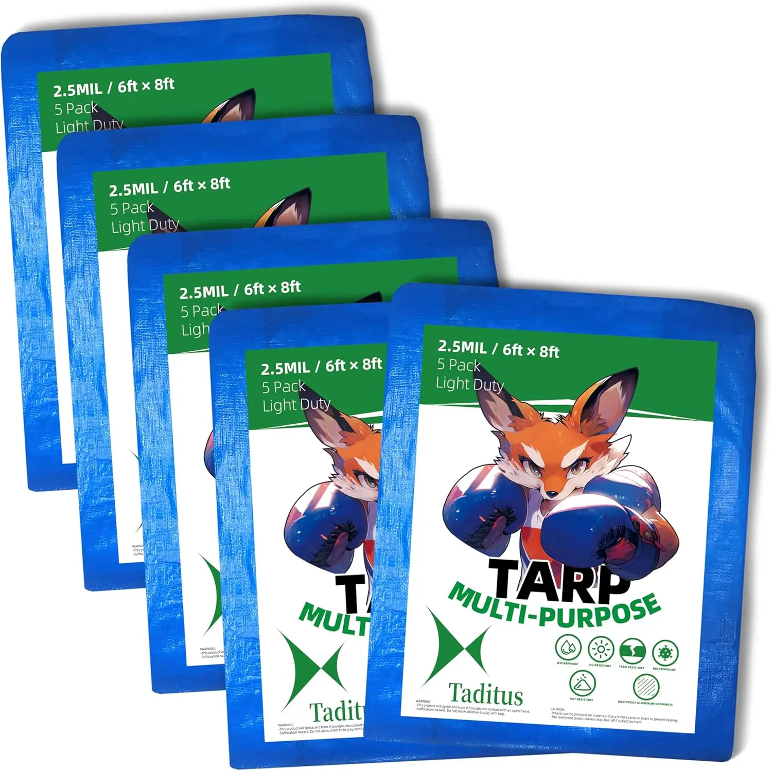 2.5 Mil Waterproof Tarp 6x8 Ft (5 Pack), All-Weather Light Duty Upgraded 2.0, Camping DIY Home Cover
2.5 Mil Waterproof Tarp 6x8 Ft (5 Pack), All-Weather Light Duty Upgraded 2.0, Camping DIY Home Cover