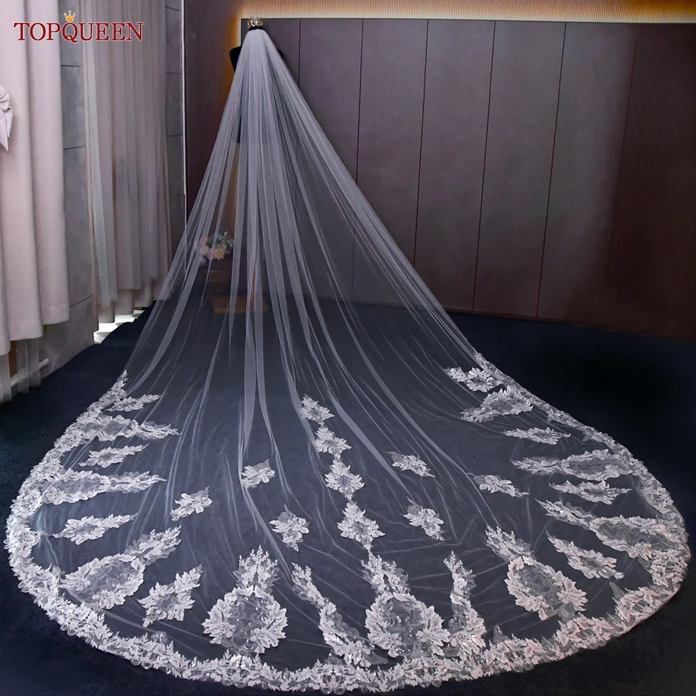 TOPQUEEN V146 Long Bridal Veils Soft 4M Cathedral Wedding Veil of Bride Royal Veil Edged in Romantic Eyelash Lace Floral
TOPQUEEN V146 Long Bridal Veils Soft 4M Cathedral Wedding Veil of Bride Royal Veil Edged in Romantic Eyelash Lace Floral