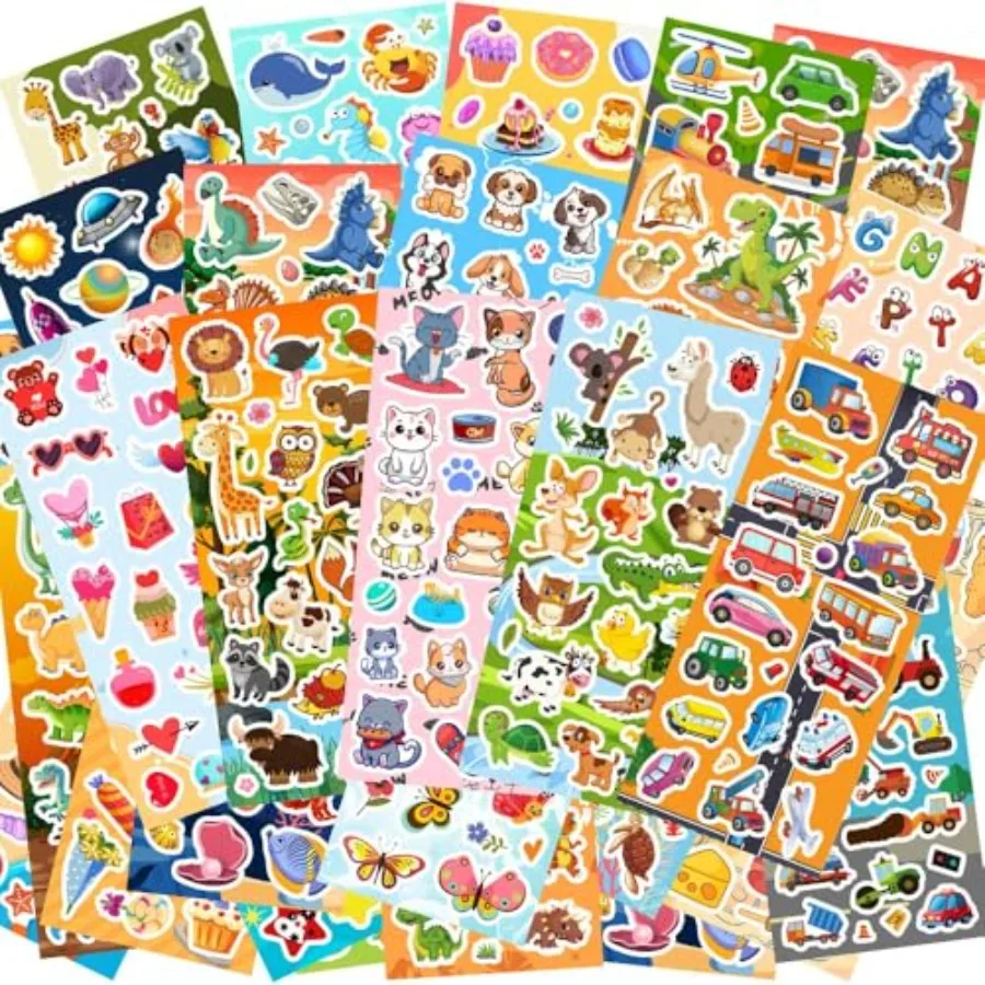 Sheets, Cute Stickers Variety Pack for Scrapbooking, Teachers Classroom Prizes, Goodie Bag Stuffers Including Animals, Cars, Di
Sheets, Cute Stickers Variety Pack for Scrapbooking, Teachers Classroom Prizes, Goodie Bag Stuffers Including Animals, Cars, Di
