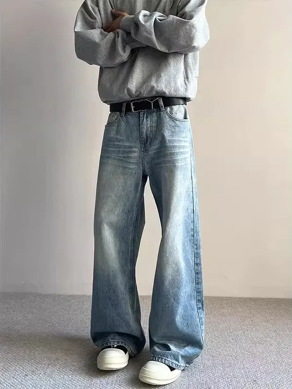 Blue Washed Bell Bottom Men's Jeans American Retro Cleanfit Trousers Trendy Brand Floor-Length Wide Leg Pants
Blue Washed Bell Bottom Men's Jeans American Retro Cleanfit Trousers Trendy Brand Floor-Length Wide Leg Pants