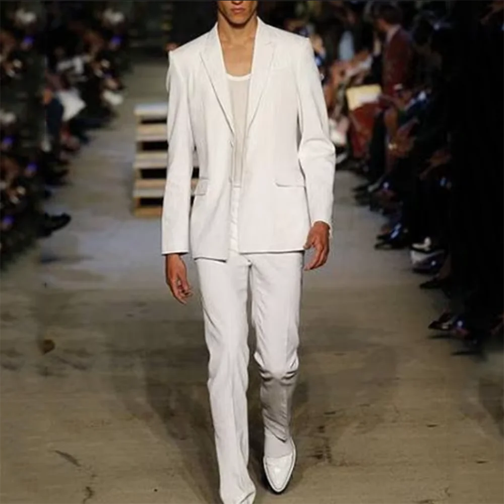 Elegant White Suits for Men Single Breasted 2 Pieces Jacket Pants Blazers Sets Banquet Business Wedding Slim Fit Costume Homme
Elegant White Suits for Men Single Breasted 2 Pieces Jacket Pants Blazers Sets Banquet Business Wedding Slim Fit Costume Homme