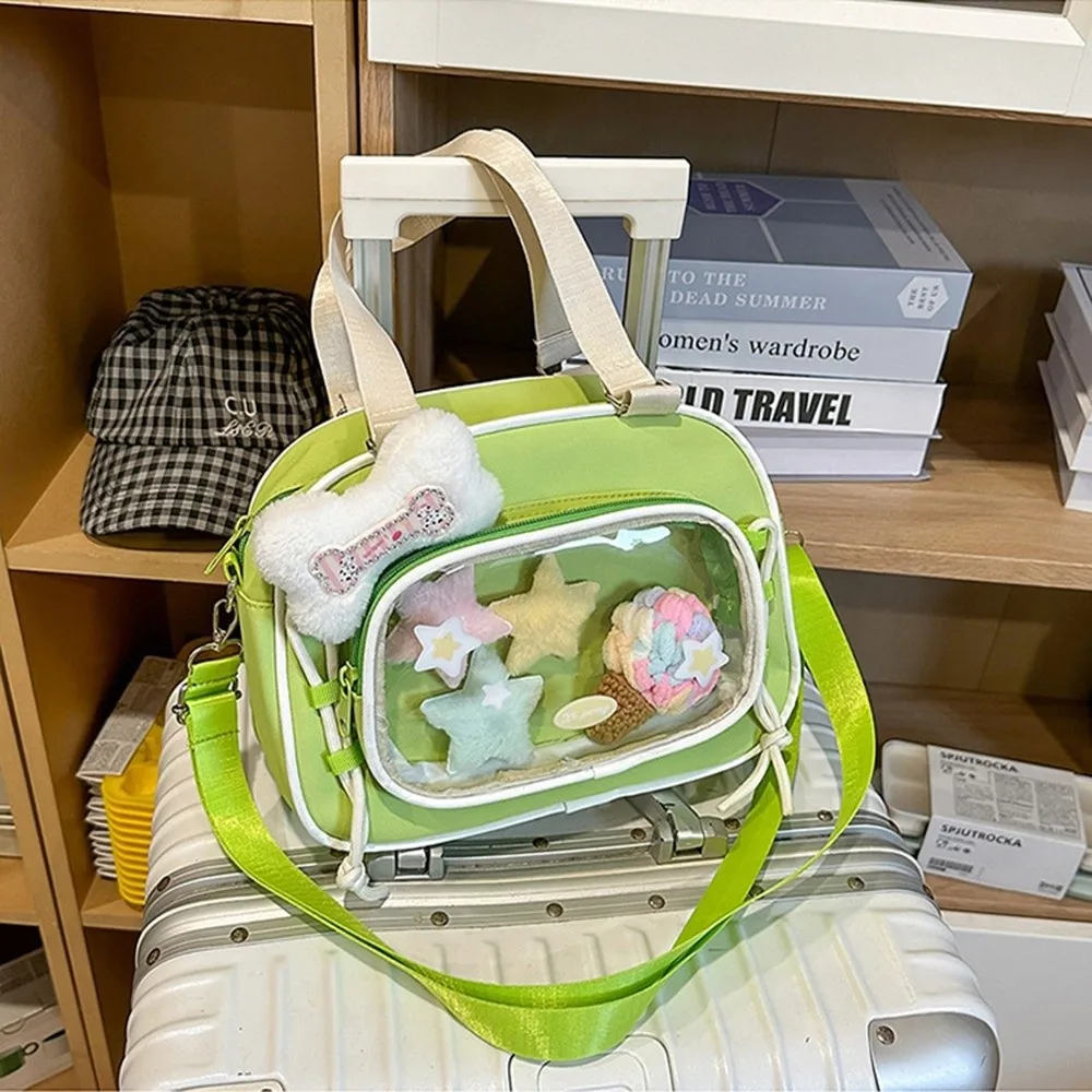 Funny Cream Color Ita Bag Japanese Style Patchwork Pattern Transparent Pocket Backpack Nylon Idol Merchandise Storage
Funny Cream Color Ita Bag Japanese Style Patchwork Pattern Transparent Pocket Backpack Nylon Idol Merchandise Storage
