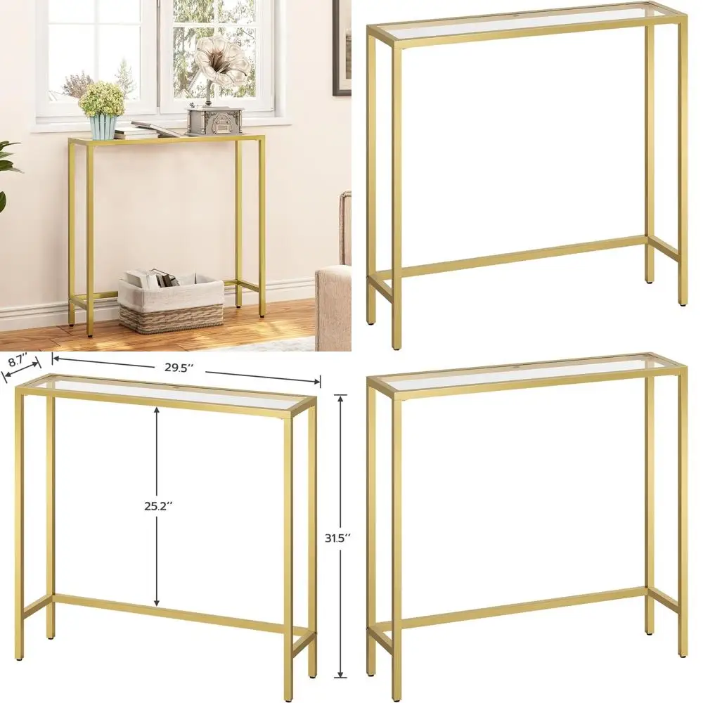 Узкий консольный столик 29,5 дюйма, диван-стол из закаленного стекла, небольшой приставной столик, современный стол в прихожей, для входа, гостиной, фойе
Узкий консольный столик 29,5 дюйма, диван-стол из закаленного стекла, небольшой приставной столик, современный стол в прихожей, для входа, гостиной, фойе