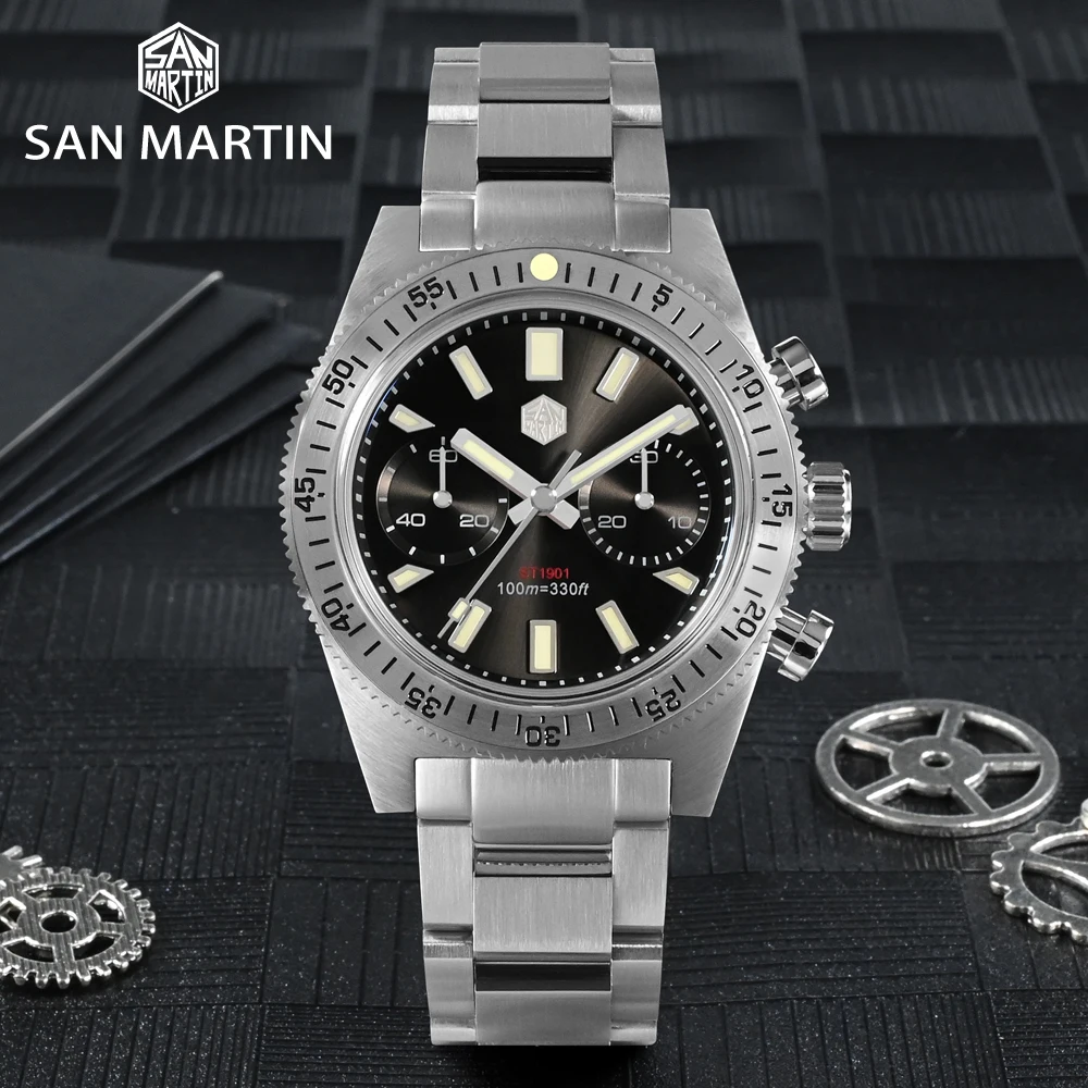 San Martin Panda Eyes ST1901 Hand-Wind Mechanical Wristwatch For Men Chronograph Watch Luxury Vintage 62MAS 10Bar Diver reloj
San Martin Panda Eyes ST1901 Hand-Wind Mechanical Wristwatch For Men Chronograph Watch Luxury Vintage 62MAS 10Bar Diver reloj