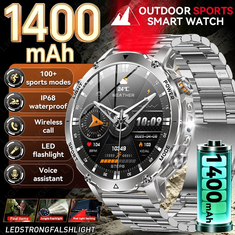 LIGE 1400mAh Battery Smart Watch IP68 Waterproof Exercise Sport Tracker Outdoor Military Flashlight Call 2026 New SmartWatch Men
LIGE 1400mAh Battery Smart Watch IP68 Waterproof Exercise Sport Tracker Outdoor Military Flashlight Call 2026 New SmartWatch Men