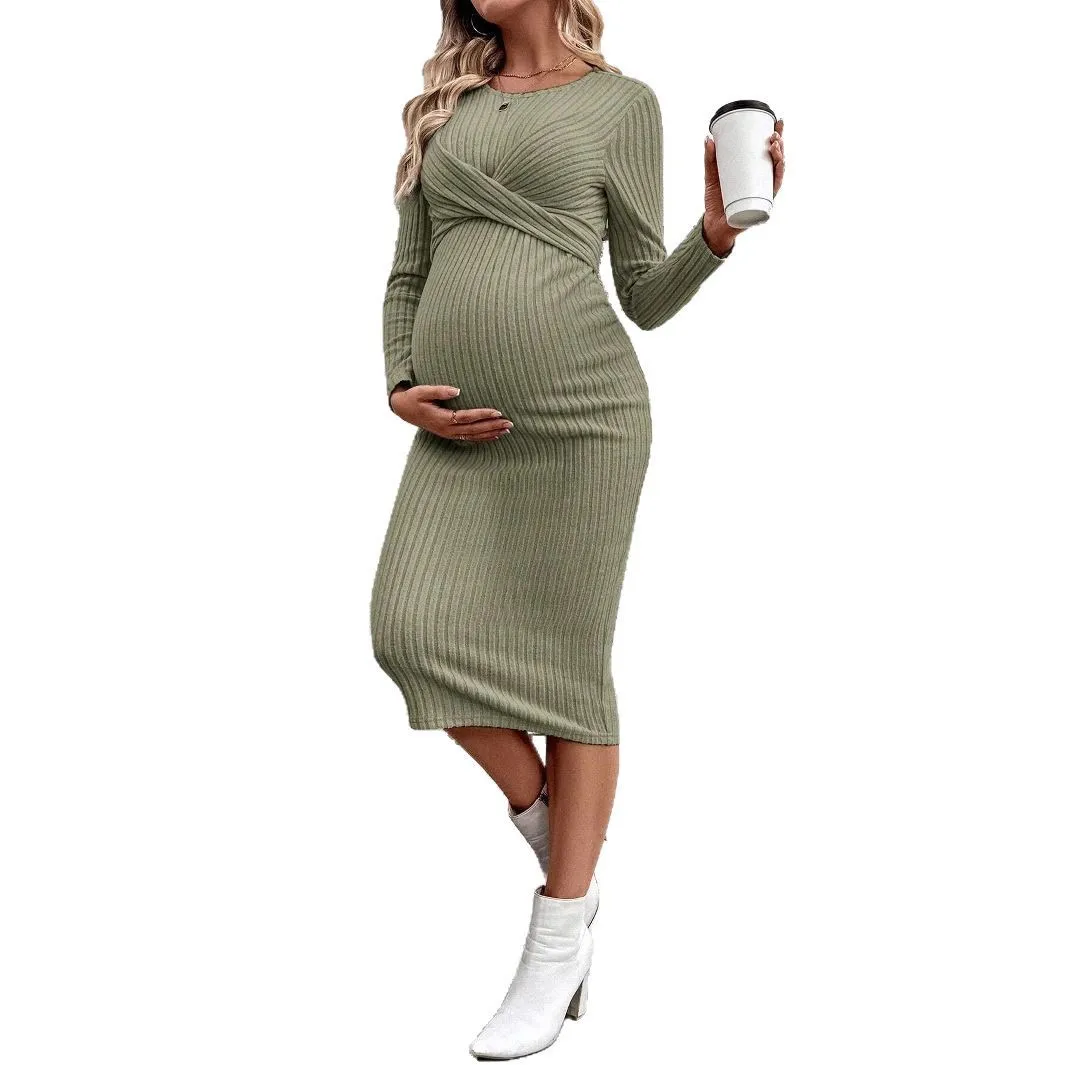 Maternity Dress Women Long Sleeve Twist Knot Elegant Slim Pregnant Lady Dress Casual Pregnancy Clothes For Female
Maternity Dress Women Long Sleeve Twist Knot Elegant Slim Pregnant Lady Dress Casual Pregnancy Clothes For Female