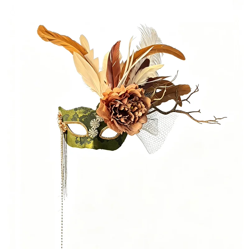 European and American exaggerated Venetian green flower mask, feather Halloween carnival mask, dance party mask
European and American exaggerated Venetian green flower mask, feather Halloween carnival mask, dance party mask