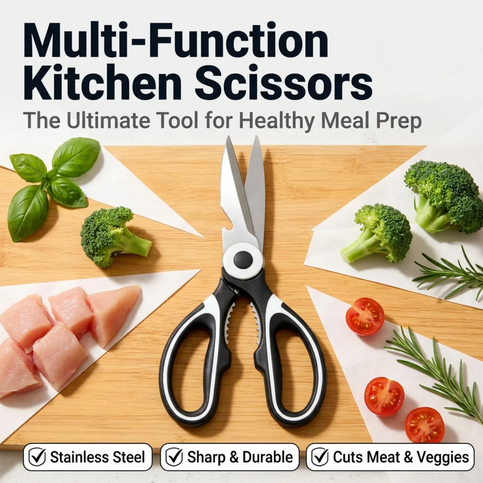 Kitchen Scissors for Meal Prep - Stainless Steel Shears for Chicken & Veggies, Heavy Duty Food Scissors for Gym Lovers & Healthy Cooking
Kitchen Scissors for Meal Prep - Stainless Steel Shears for Chicken & Veggies, Heavy Duty Food Scissors for Gym Lovers & Healthy Cooking