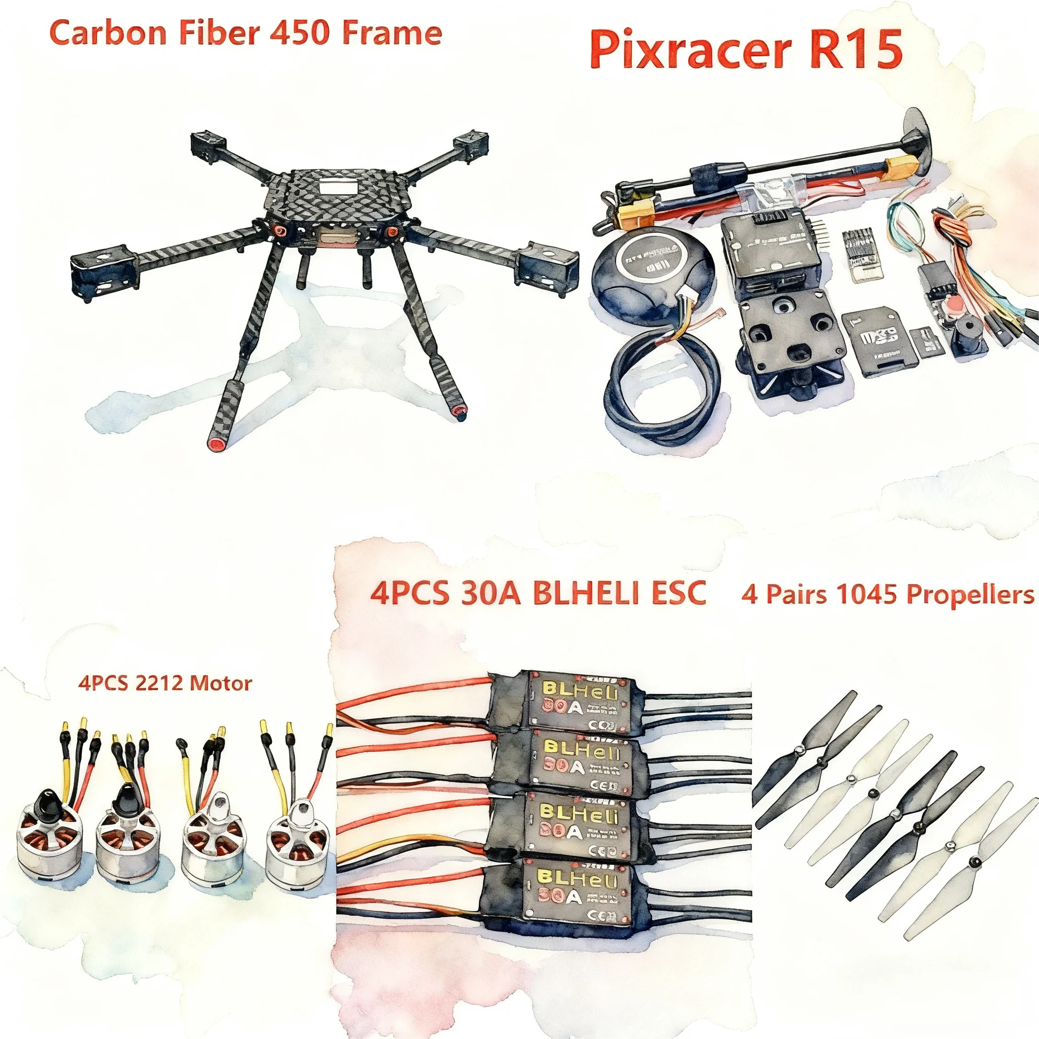 Комплект рамы HanNiu из углеродного волокна 450 Pixracer R15, управление полетом, квадрокоптер Ardupilot BLHELI 30A ESC 2212, двигатель 
Комплект рамы HanNiu из углеродного волокна 450 Pixracer R15, управление полетом, квадрокоптер Ardupilot BLHELI 30A ESC 2212, двигатель