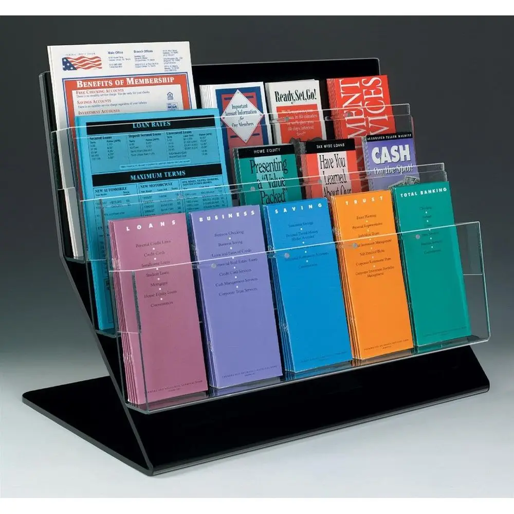 3-Tier Clear Acrylic Literature Rack with 15 Adjustable Pockets
3-Tier Clear Acrylic Literature Rack with 15 Adjustable Pockets