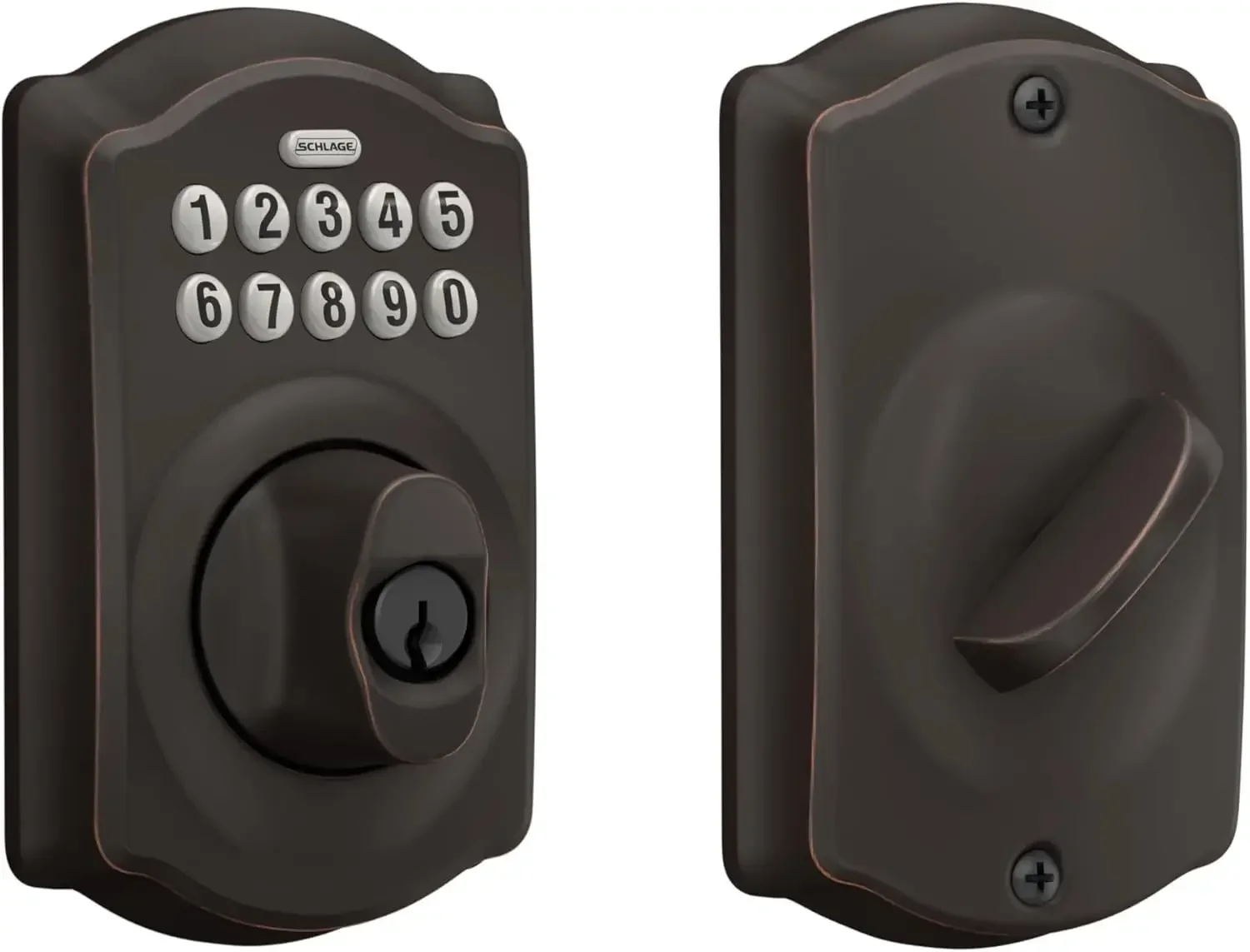 BE365 V CAM 716 Camelot Keypad Deadbolt, Electronic Keyless Entry Lock, Aged Bronze
BE365 V CAM 716 Camelot Keypad Deadbolt, Electronic Keyless Entry Lock, Aged Bronze