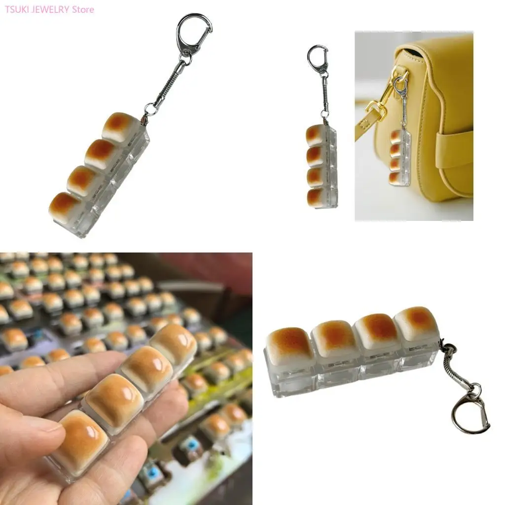 62KE Novelty Bread Shaped Keychain Sturdy Rubberized Texture For Bag Decorations
62KE Novelty Bread Shaped Keychain Sturdy Rubberized Texture For Bag Decorations